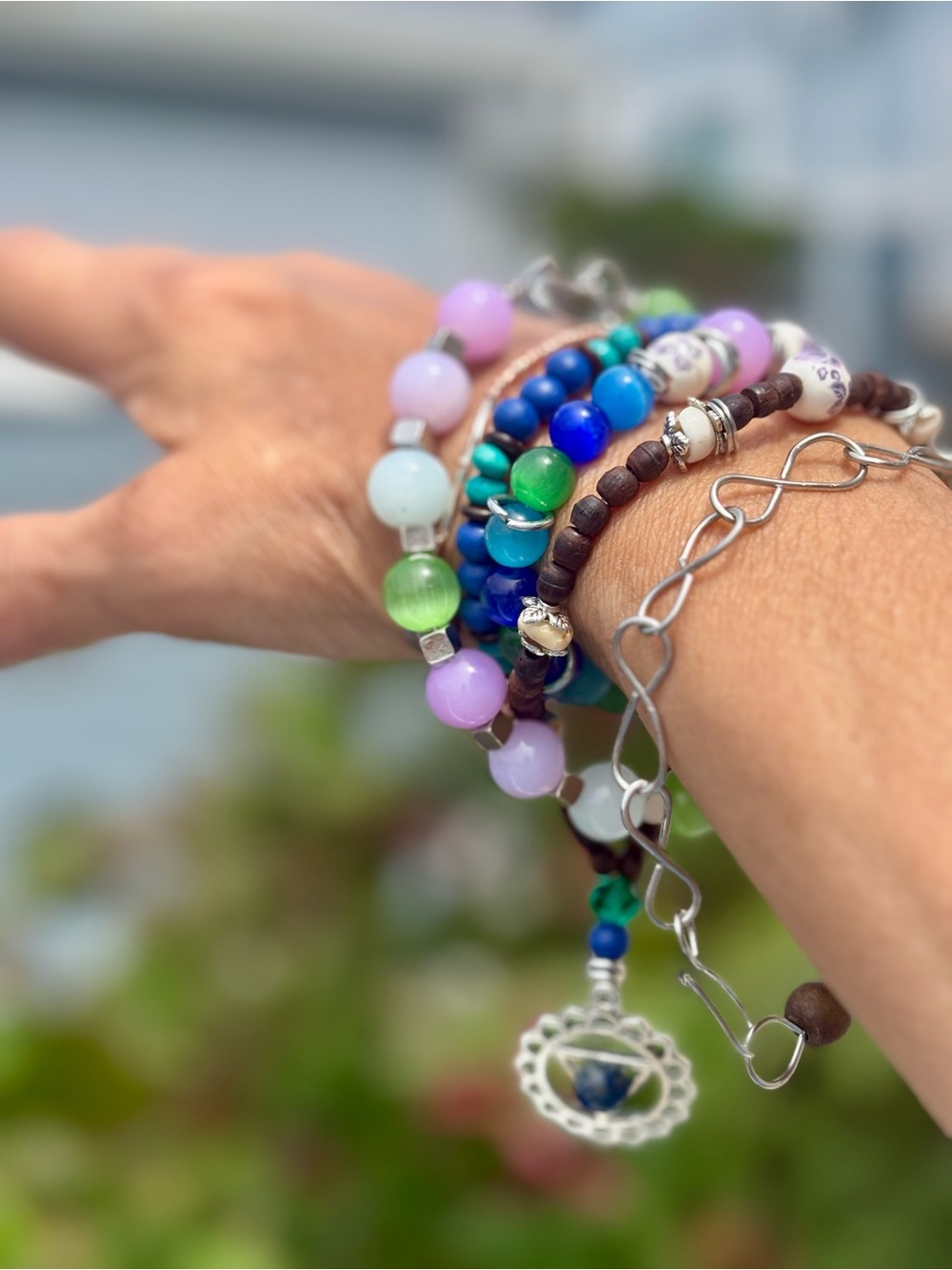 Multi-Color Beaded Stackable Women's Bracelet Set